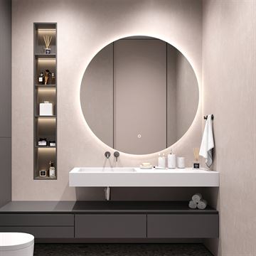 Mars Rundt Spejl - Ø 80 cm - med LED  <SPAN STYLE='color:#d0121a;'>FORUDBESTIL</SPAN>